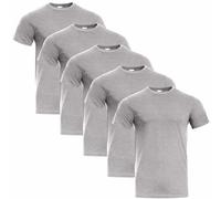 Stenso Naos Tee Shirt Homme Coton Lot de 5 - T Shirt Homme Manches Courtes - Col Rond 1.5 cm - T-Shirts à Manches Courtes Respirants - Couleur Unie, Confort Optimal Gris mélangé M