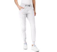 Stenso Nobby Pantalon Blanc Femme - Homme - Pantalon De Travail Femme - Homme Unisexe Élastique avec Ceinture À Cordon De Serrage, Poches Avant Et Arrière, Poche Cargo Zippée Blanc S