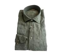 Stenströms - Chemise en lin à col cut-away - Homme - Chemises - Vert - Taille: XL