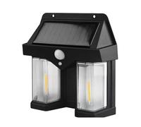 Steowsey 1 lampe murale solaire d'extérieur double cœur à induction solaire noire étanche IP65 détecteur de mouvement sans fil