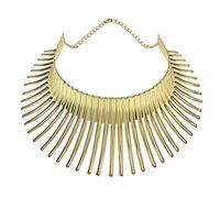 Steowsey Grand Collier Africain pour Femmes de Style Indien en Alliage de Flexion Grosse éPine Collier du Cou Or