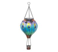 Steowsey Lanternes d'extérieur en forme de montgolfière avec bougeoir pour décoration de jardin, lampe solaire à suspendre, motif paon, facile à utiliser
