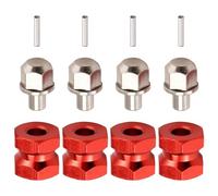 Steowsey Lot de 4 adaptateurs hexagonaux de moyeu de roue 12 mm pour voiture Crawler SCX10 D90 1/10, rouge