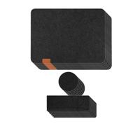 Steowsey Lot de 7 sets de table lavables en feutre pour couteau, fourchette, sous-verres, sacs à couverts, coussins isolants, noir