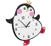 Steowsey Mignon Pingouin Dessin Animé Horloge Murale Mouvement Silencieux PéPinièRe Chambre Enfants Chambre Mur Art DéCor Couleur Imprimé Montre Murale