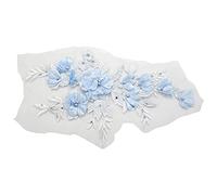 Steowsey Pièce de Broderie de Fleurs Perlées de Mariée de Dentelle de Perçage Chaude Perlée pour Robe de Décoration DIY de Mariage Vêtement Applique de Couture sur Fer Azur