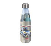 Step by Step Bouteille d'eau isotherme en acier inoxydable « Police Car Cody » pour boissons gazeuses, anti-fuite, bouchon à vis, 100% recyclable, bleu et gris, 0,5 l