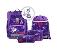 Step by Step Ensemble Cartable Cloud 5 pièces Tornister ergonomique avec réflecteurs, hauteur réglable avec ceinture abdominale, dès la 1ère classe, 19L, Pegasus Liv - Violet
