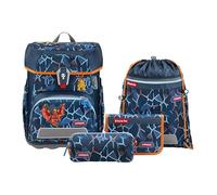 Step by Step Ensemble cartable Cloud 5 pièces, sac à dos ergonomique avec réflecteurs, hauteur réglable avec ceinture Easy Belt pour enfants dès la 1ère classe, 19L, Schleich Eldrador Creatures Lava