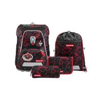 Step by Step FIT Ensemble cartable 5 pièces, sac à dos ergonomique avec réflecteurs, hauteur réglable avec ceinture ventrale pour garçons et filles dès la 1ère classe, 19L, Ninja Yuma - Rouge/noir
