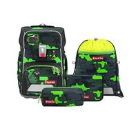 Step by Step Giant Ensemble cartable 5 pièces vert ergonomique avec réflecteurs, hauteur réglable avec sangle de hanche et de poitrine, pour enfants de première classe, 23 litres