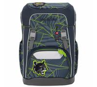 Step by Step GIANT Ensemble cartable 5 pièces ergonomique avec réflecteurs, réglable en hauteur avec sangle de hanche et de poitrine, dès la première classe, 23 litres, Dark Cat Chiko - Vert/noir,