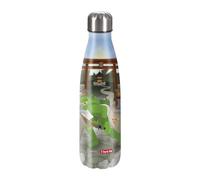 Step by Step Gourde isotherme en acier inoxydable « Ninja Kimo marron - Vert - Pour boissons gazeuses, anti-fuite avec bouchon à vis, 100% recyclable, pour l'école et les loisirs - 0,5 l