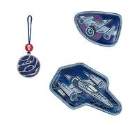 Step by Step Magic MAGS Reflect Star Shuttle Elio 3 pièces Motif réfléchissant 2 appliques magnétiques et 1 pendentif, complément pour cartable ou sac à dos Bleu/gris, Star Shuttle Elio - Bleu-gris