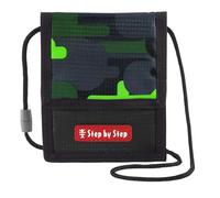 Step by Step Pochette tour de cou avec fenêtre pour ranger les pièces de monnaie et les clés, Black Cat Chiko - Gris/vert