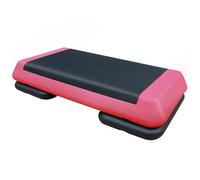 Step d'aérobic réglable 76 cm pour entraînement d'aérobic pour fitness et exercices d'entraînement Rouge/noir avec 2 barres de maintien