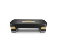 Hop-Sport Step de Fitness HS-PP033AS pour la maison, Stepper d'aérobic avec Hauteur Ajustable 3 marches, Antidérapant, max. 350 kg, Noir/Doré Noir / Doré G