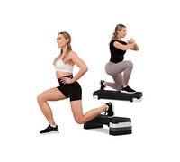 Hop-Sport Step de Fitness HS-PP033AS pour la maison, Stepper d'aérobic avec Hauteur Ajustable 3 marches, Antidérapant, max. 350 kg, Noir/Blanc Noir / Blanc