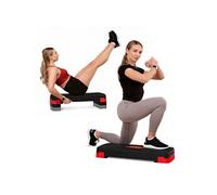 Hop-Sport Step de Fitness HS-PP033AS pour la maison, Stepper d'aérobic avec Hauteur Ajustable 3 marches, Antidérapant, max. 350 kg, Noir/Rouge Noir / Rouge G