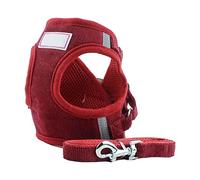 Step In Hundegeschirr mit Leine, aus weiches Mesh & Cordoptik, braunes Geschirrset, passend fuer Hunde & Katzen, Einsatz : Spaziergang, Reise & Alltag, Haustier Zubehör Alltag Reise Pflege