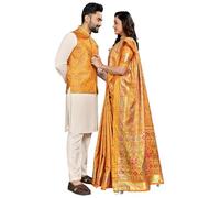 STEP N SHOP.COM Combo Couple Georgette Sari Femme avec Kurta Pyjama Ensemble 16014, 4, Large