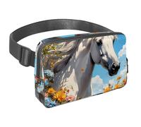 Step Up Your Outdoor Game Sac banane avec sangle réglable pour homme et femme en déplacement, cheval mignon et fleur, Multicolore #01, 1.5x9.0x5.9in/4x23x15cm