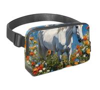 Step Up Your Outdoor Game Sac banane avec sangle réglable pour homme et femme en déplacement, cheval mignon et fleur, Multicolore #06, 1.5x9.0x5.9in/4x23x15cm