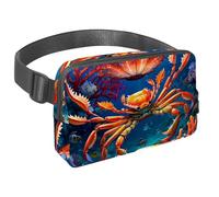 Step Up Your Outdoor Game Sac banane avec sangle réglable pour homme et femme en déplacement, crabe mignon, Multicolore #03, 1.5x9.0x5.9in/4x23x15cm
