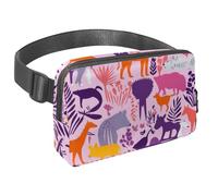Step Up Your Outdoor Game, Sac banane avec sangle réglable pour homme et femme en déplacement, silhouette d'animal bleu, Multicolore #06, 1.5x9.0x5.9in/4x23x15cm