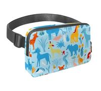 Step Up Your Outdoor Game, Sac banane avec sangle réglable pour homme et femme en déplacement, silhouette d'animal bleu, Multicolore #02, 1.5x9.0x5.9in/4x23x15cm