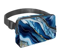 Step Up Your Outdoor Game, Sac banane avec sangle réglable pour homme et femme en déplacement, texture marbre bleu, Multicolore #07, 1.5x9.0x5.9in/4x23x15cm