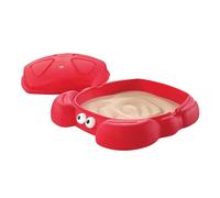 Step2 Crabbie Bac à Sable en Plastique Rouge | Bac à Sable Forme de Crabe avec 2 Sièges & Couvercle Coquille, Capacité 136 Kg