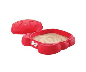 Step2 Crabbie Bac à Sable en Plastique Rouge | Bac à Sable Forme de Crabe avec 2 Sièges & Couvercle Coquille, Capacité 136 Kg