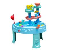 Step2 Double Spin & Showers Table d'eau en Plastique | Table d'Eau avec Disques Rotatifs & Set 22 Pièces, 15,1 L d'Eau