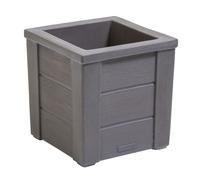 Step2 Lakewood Jardinière - Pot De Fleurs Jardinière Balcon Ne Se Fend Pas Et Ne Rouille Pas - Cèdre Foncé - Plastique Rotomoulé - 40 X 40 X 40,6 Cm. Gris