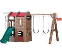 Step2 Naturally Playful Adventure Lodge Aire de Jeux avec Toboggan / Balançoire / Échelle Corde / Panier de Basketball | XXL Aire de Jeux Enfant en