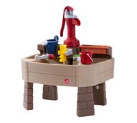 Step2 Pump & Splash Discovery Table d'Eau avec Pompe | Table Aquatique en Plastique pour Enfants, Grise et Rouge | Jouets d'eau pour le Jardin avec 8 accessoires