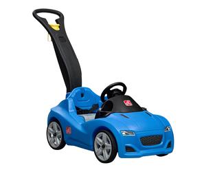 Step2 Push Whisper Ride Voiture Enfant Porteur Auto en bleu | Véhicule Jouet avec barre de poussée pour Enfants dès 1.5 ans