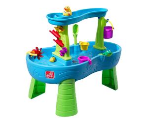 Step2 Rain Shower Splash Table D'Eau Avec 13 Accessoires - Bleu & Vert | Table Jeux D'Eau | Table D’Activité Pour Le Jardin, Table Activité Eau | Table D'Eau Extérieur