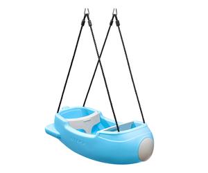 Step2 Rocket Swing For Two | Balancoire, Bleue Et Grise | Balancoire Bebe 2 Places | Balancoire Jardin En Forme De Fusée Spatial | Balancoire Bebe Jardin Ceintures De Sécurité Réglables
