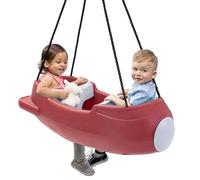 Step2 Balançoire Rocket Swing for Two – 2 places – Ceintures de sécurité réglables – rouge et grise