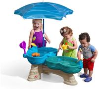 STEP2 Spill & Splash Seaway Table de jeu aquatique | Grande table aquatique avec 11 accessoires et parasol | Table de jeu aquatique de jardin pour enfants en