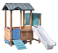 Step2 Woodland Adventure Maison de jeu avec toboggan | Maison de jeu en plastique pour le jardin avec espace de rangement | Maison de jardin pour enfants