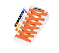 Stepace 2 Paires Élastiques Lacets avec Fermeture en métal, Plats Élastiques Lacets sans Nœud Universels pour Enfants et Adultes,Adaptés aux Chaussures de Sport Course Orange