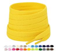 Stepace 2 Paires - Lacets Plats pour Chaussures, Lacets de Remplacement de 8 mm de Qualité Supérieure pour Chaussures de Sport, Chaussures de Ville Jaune 200 cm