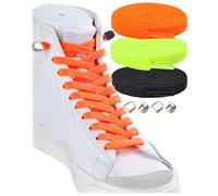 Stepace 3 paires de lacets plats pour baskets, 8 mm de large lacets élastiques sans noeud pour enfants adultes Noir Orange Vert fluo 140