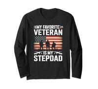 Stepdad Veteran, drapeau américain, Journée des anciens combattants Manche Longue