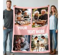 Stepdiy Couverture Personnalisée, Plaid Personnalisé avec 4 Photos et Texte pour Adulte, Cadeau Personnalisable Papa Maman Homme Femme (150 cm x 200 cm)