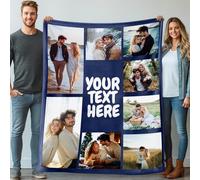 Stepdiy Couverture Personnalisée, Plaid Personnalisé avec 8 Photos et Texte, Cadeau Naissance Personnalisé Papa Maman Homme Femme (130 cm x 150 cm)