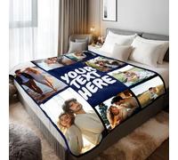 Stepdiy Couverture Personnalisée, Plaid Personnalisé avec 8 Photos et Texte pour Adulte, Cadeau Personnalisable Papa Maman Homme Femme (150 cm x 200 cm)